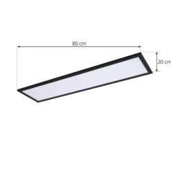Lindby LED-paneeli Enhife, musta, 80 x 20 cm, metalli, 4000K