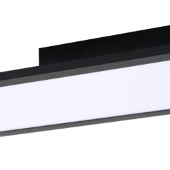 Lindby LED-paneeli Enhife, musta, 80 x 20 cm, metalli, 4000K