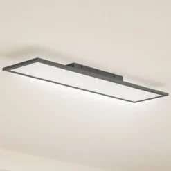 Lindby LED-paneeli Enhife, musta, 80 x 20 cm, metalli, 4000K
