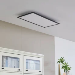 Lindby LED-paneeli Lamin, musta, 80 cm, CCT, himmennettävä, kaukosäädin