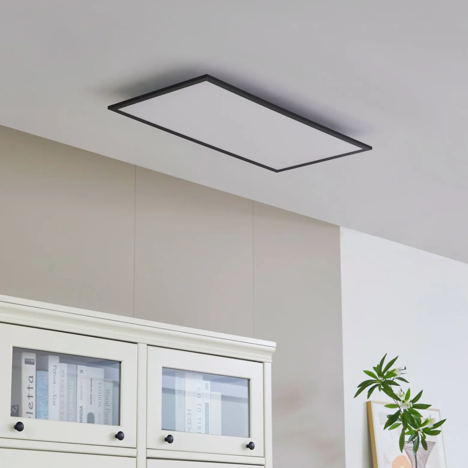 Lindby LED-paneeli Lamin, musta, 80 cm, CCT, himmennettävä, kaukosäädin