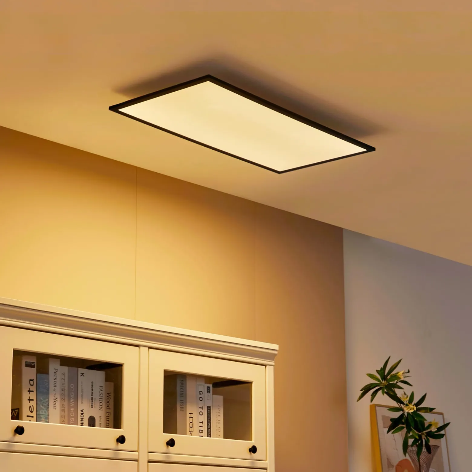 Lindby LED-paneeli Lamin, musta, 80 cm, CCT, himmennettävä, kaukosäädin