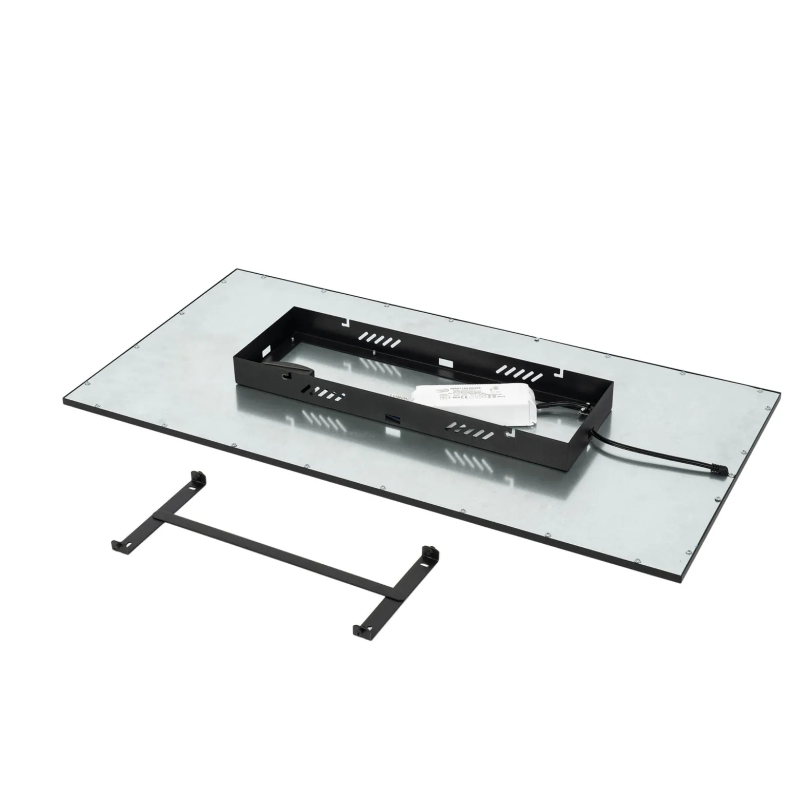 Lindby LED-paneeli Lamin, musta, 80 cm, CCT, himmennettävä, kaukosäädin