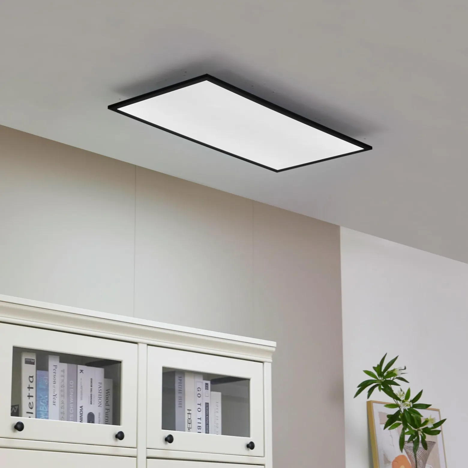 Lindby LED-paneeli Lamin, musta, 80 cm, CCT, himmennettävä, kaukosäädin