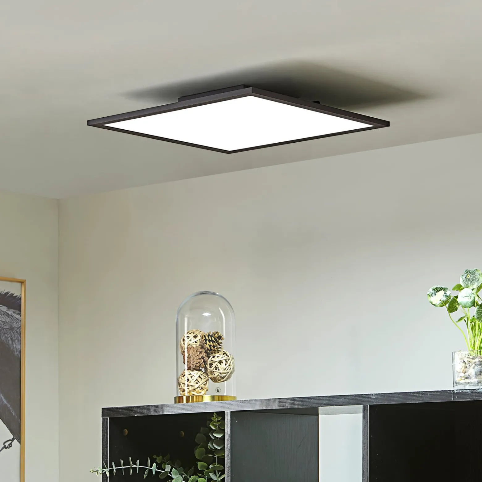 Lindby LED-paneeli Lamin, musta, 40 cm, CCT, himmennettävä, kaukosäädin