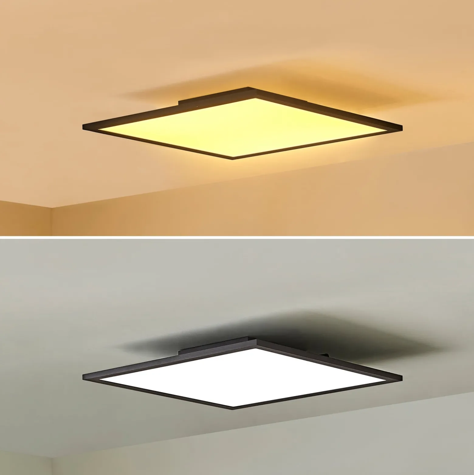 Lindby LED-paneeli Lamin, musta, 40 cm, CCT, himmennettävä, kaukosäädin