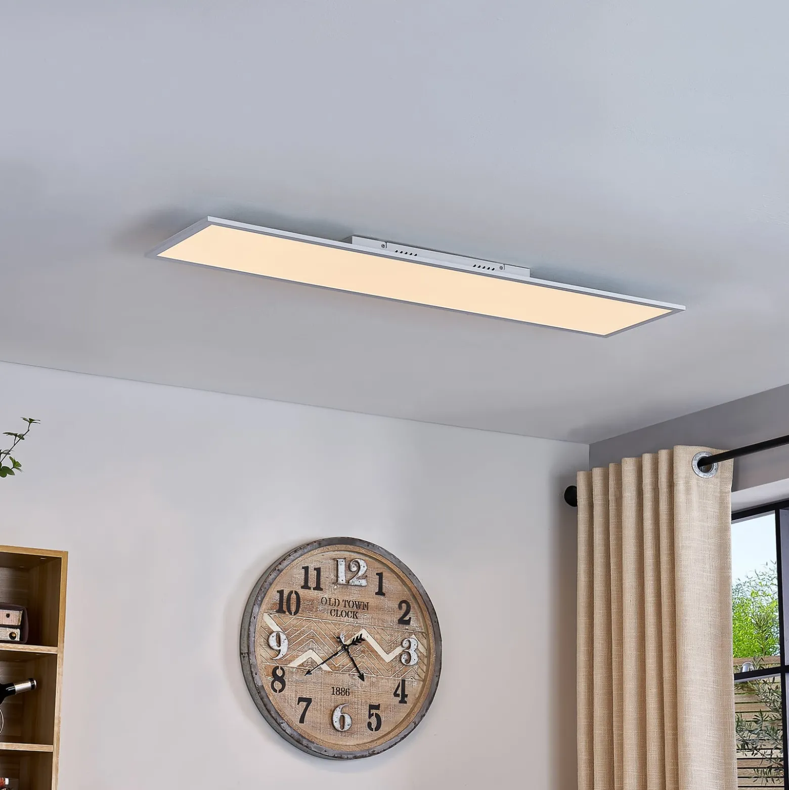 Lindby LED-paneeli Lamin, valkoinen, 120 cm, CCT, himmennettävä, kaukosäädin