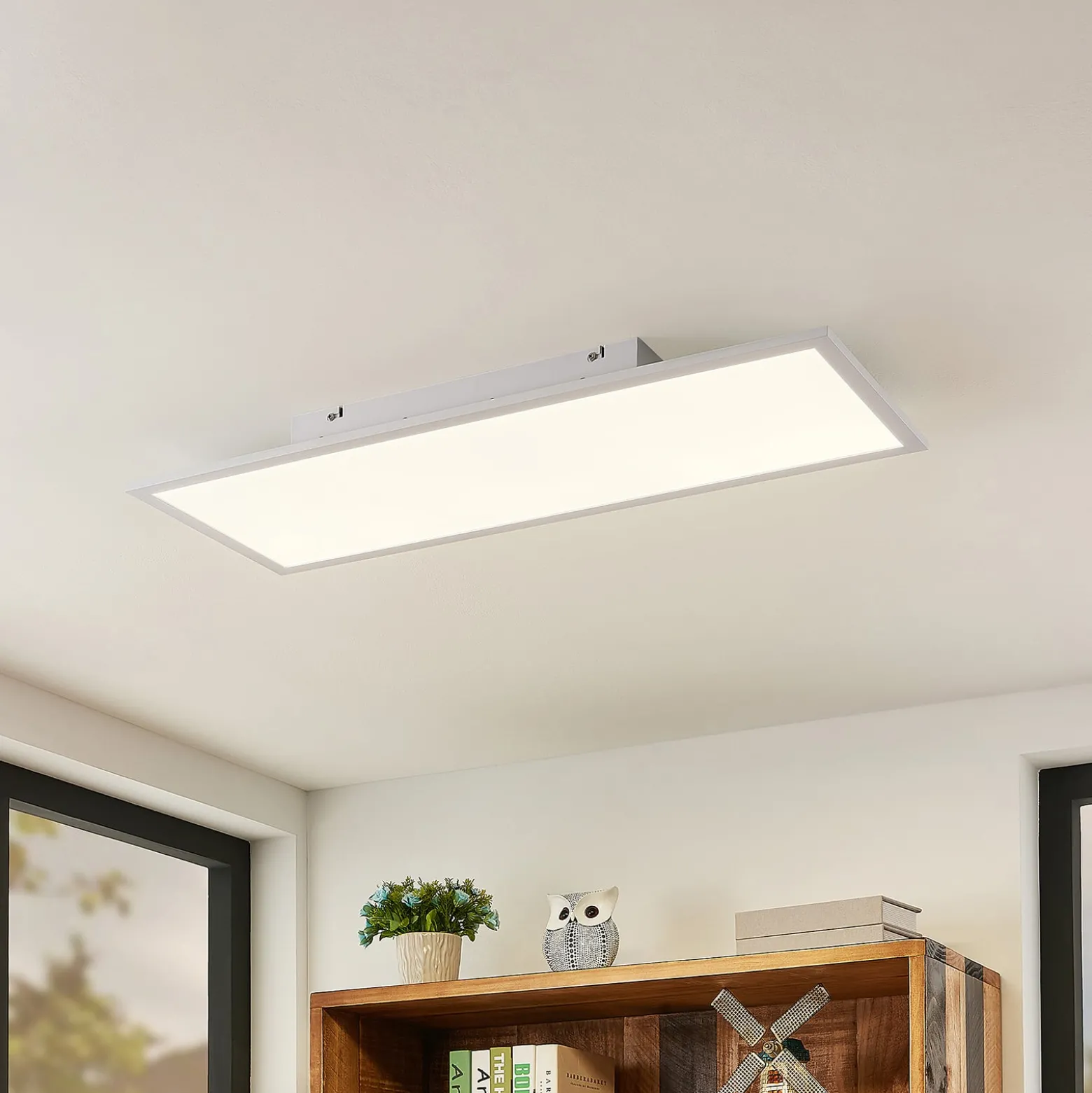 Lindby LED-paneeli Quais, 80 x 30 cm, valkoinen, metalli, 4 000K