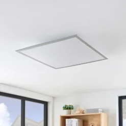 Lindby LED-paneeli Stenley, 4000 K, 60 cm x 60 cm, hopea/valkoinen
