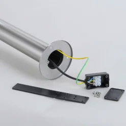 Lindby LED-pollarilamppu Lanea, 40 cm, harmaa, ruostumaton teräs, IP44