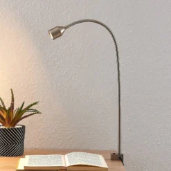Lindby LED-puristinvalaisin Hanilo, korkeus 80 cm, nikkeliä, metallia