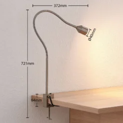 Lindby LED-puristinvalaisin Hanilo, korkeus 80 cm, nikkeliä, metallia