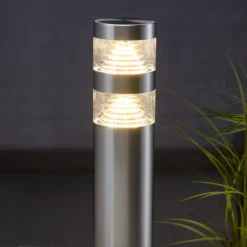 Lindby LED-pylväsvalaisin Lanea, 60 cm, harmaa, ruostumaton teräs, IP44