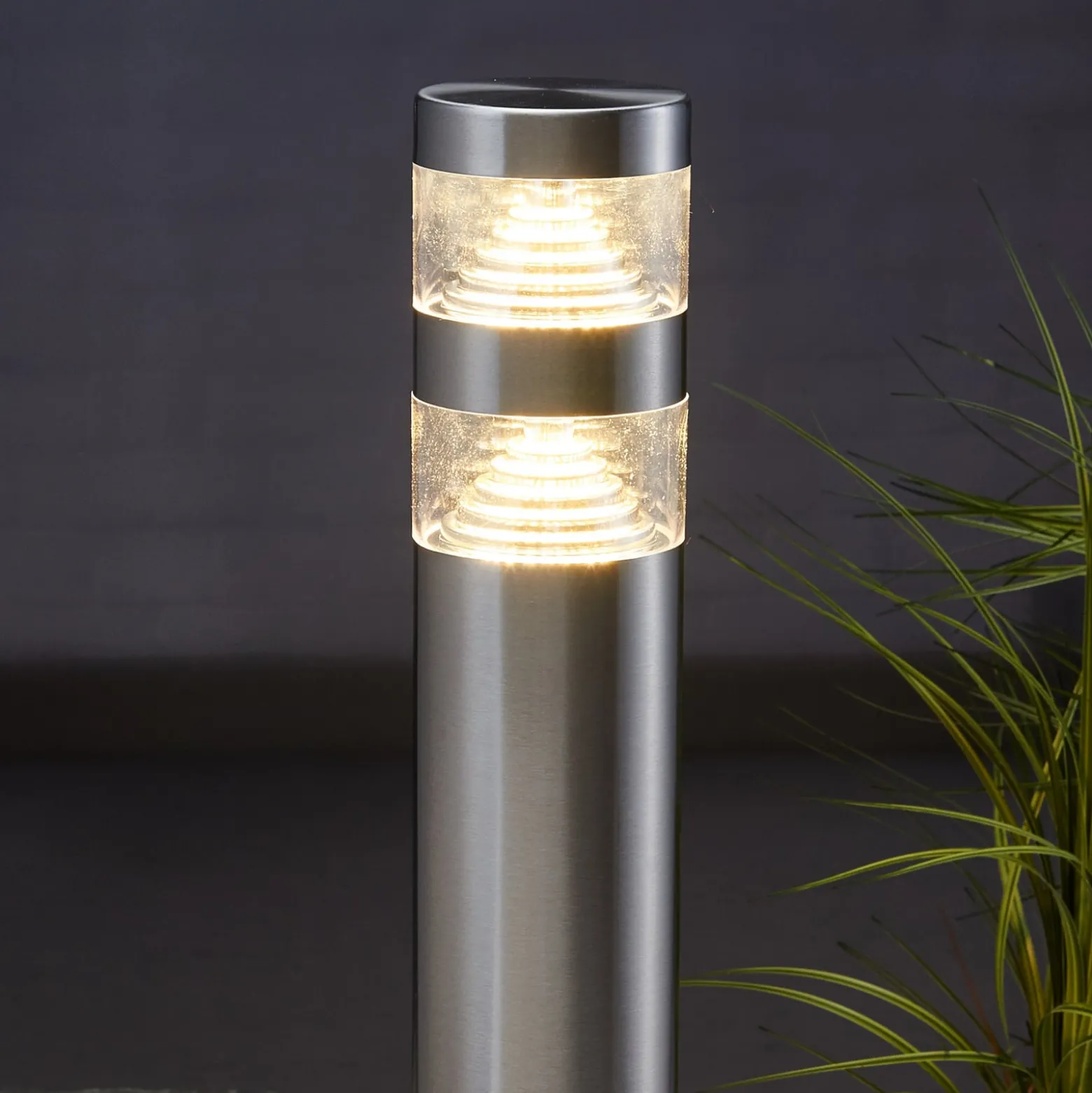 Lindby LED-pylväsvalaisin Lanea, 60 cm, harmaa, ruostumaton teräs, IP44