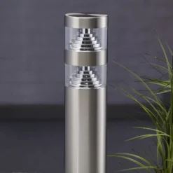 Lindby LED-pylväsvalaisin Lanea, 60 cm, harmaa, ruostumaton teräs, IP44