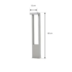 Lindby LED-pylväsvalaisin Lonete, kiviharmaa, korkeus 65 cm, IP65