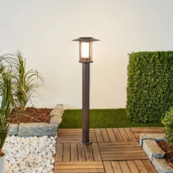 Lindby LED-pylväsvalaisin Pavlos, 76 cm, ruostunvärinen, ruostumaton teräs