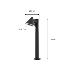 Lindby LED-pylväsvalaisin Soran, musta, 60 cm, metalli, IP44