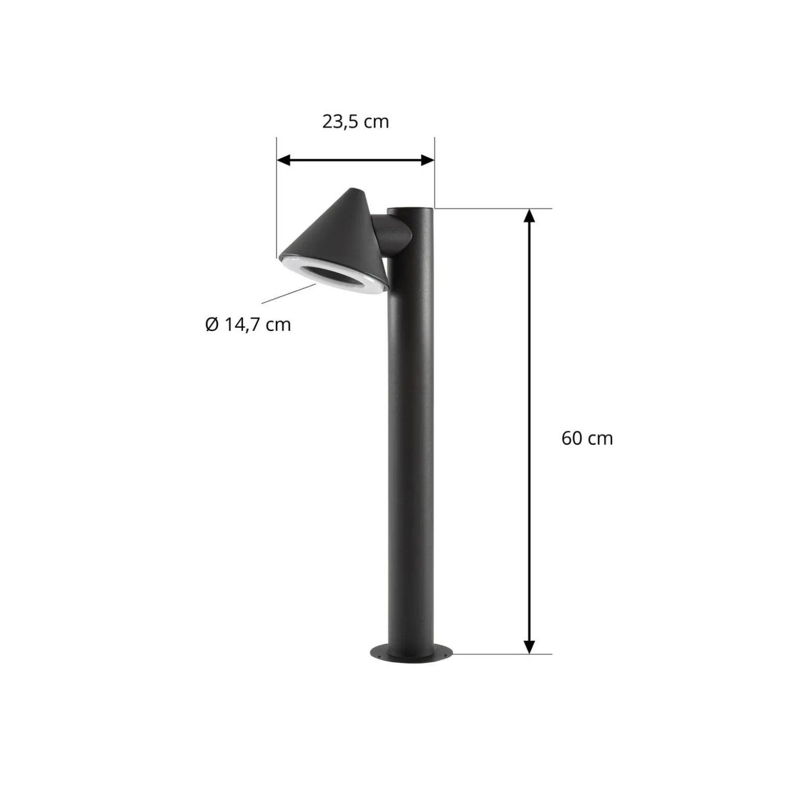 Lindby LED-pylväsvalaisin Soran, musta, 60 cm, metalli, IP44