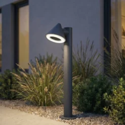 Lindby LED-pylväsvalaisin Soran, musta, 60 cm, metalli, IP44