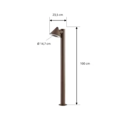 Lindby LED-pylväsvalaisin Soran, ruskea, 100 cm, metalli, IP44
