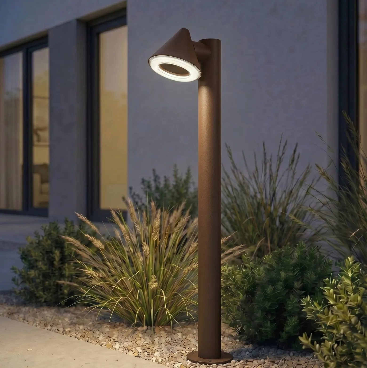 Lindby LED-pylväsvalaisin Soran, ruskea, 100 cm, metalli, IP44