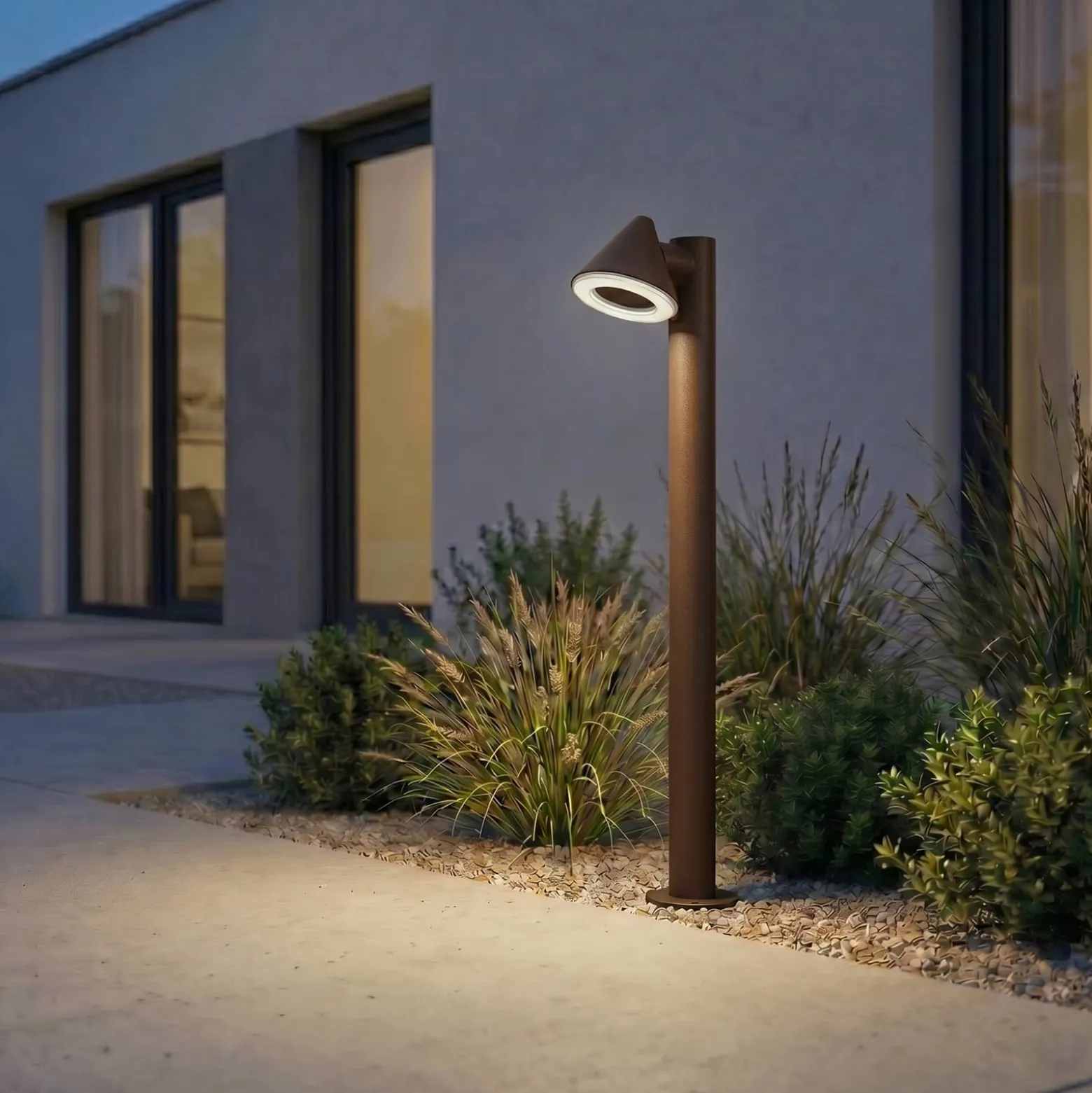 Lindby LED-pylväsvalaisin Soran, ruskea, 100 cm, metalli, IP44