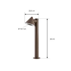Lindby LED-pylväsvalaisin Soran, ruskea, 60 cm, metalli, IP44