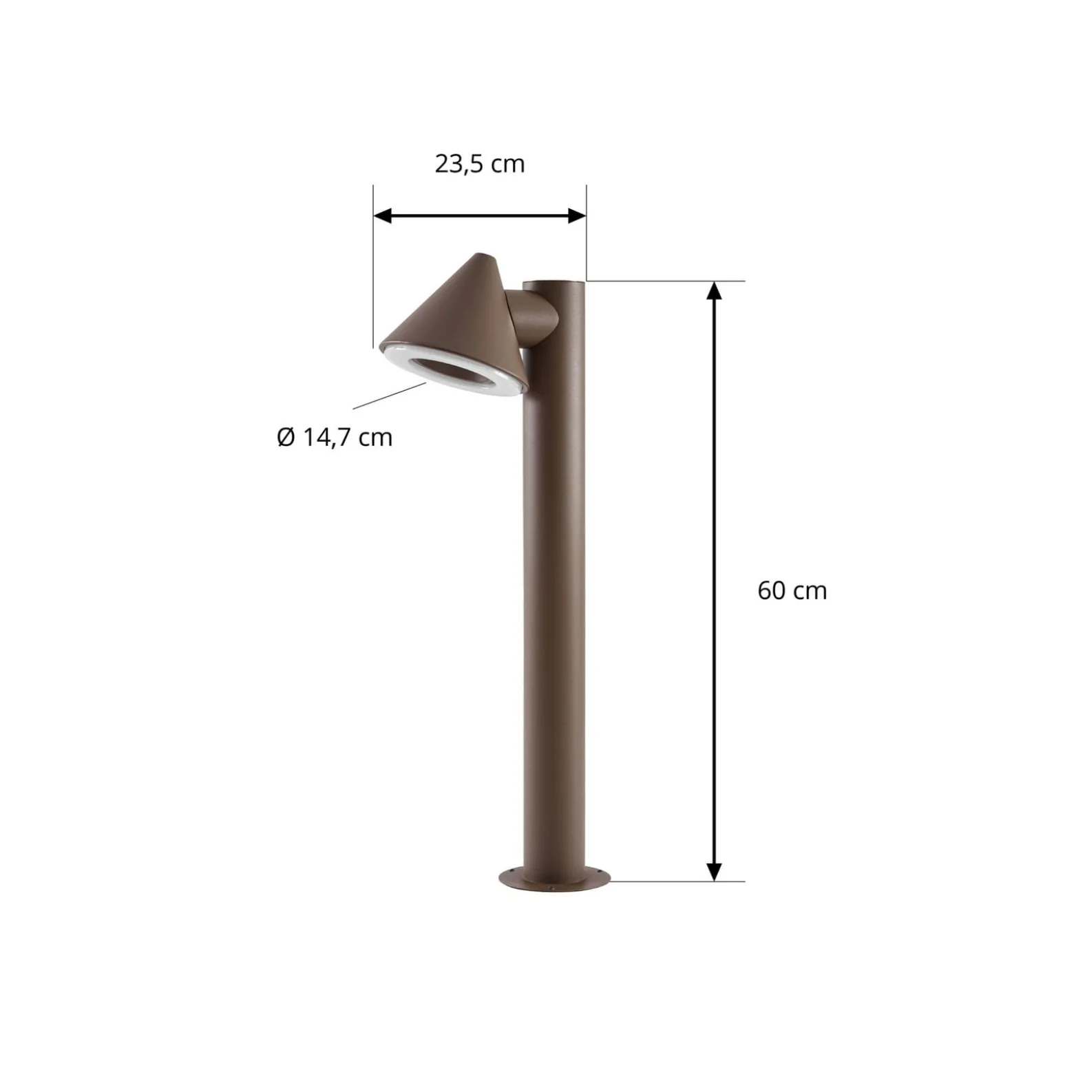 Lindby LED-pylväsvalaisin Soran, ruskea, 60 cm, metalli, IP44