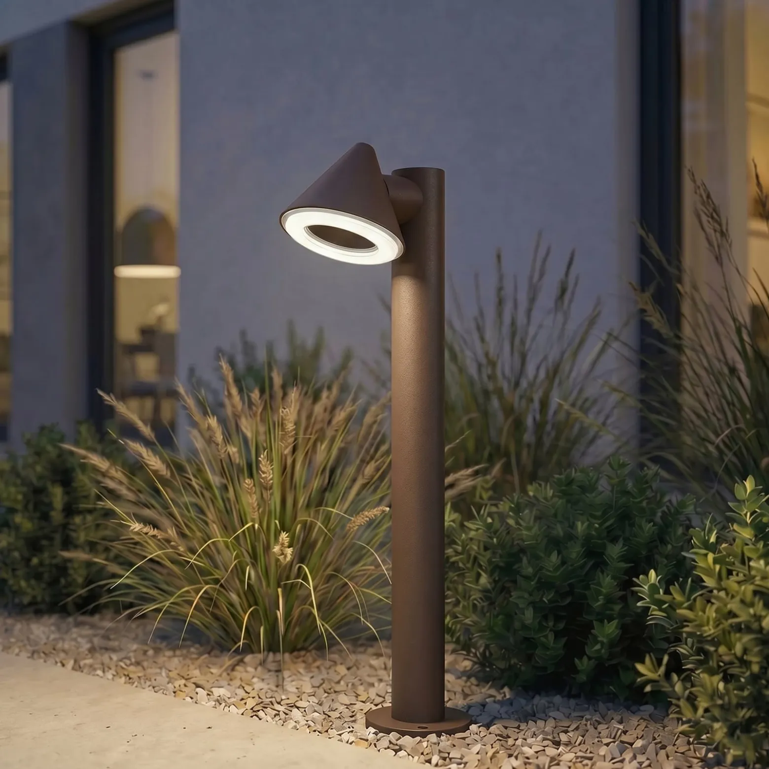 Lindby LED-pylväsvalaisin Soran, ruskea, 60 cm, metalli, IP44