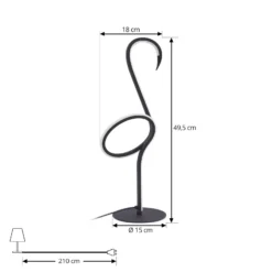 Lindby LED-pöytävalaisin Pajaro, 49cm, musta, alumiinia, flamingo