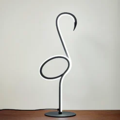 Lindby LED-pöytävalaisin Pajaro, 49cm, musta, alumiinia, flamingo