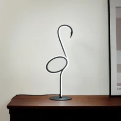 Lindby LED-pöytävalaisin Pajaro, 49cm, musta, alumiinia, flamingo