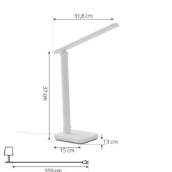 Lindby LED-pöytävalaisin Rylas, valkoinen, USB, CCT