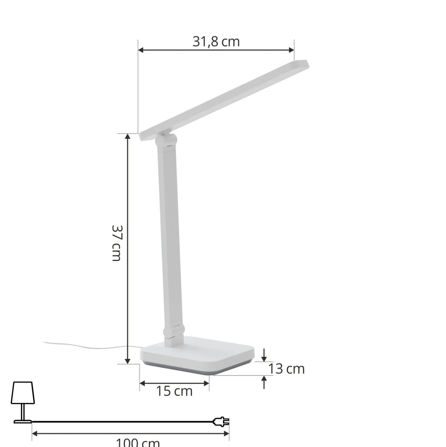 Lindby LED-pöytävalaisin Rylas, valkoinen, USB, CCT