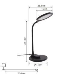 Lindby LED-pöytävalaisin Valtaria, musta, CCT, himmennettävä