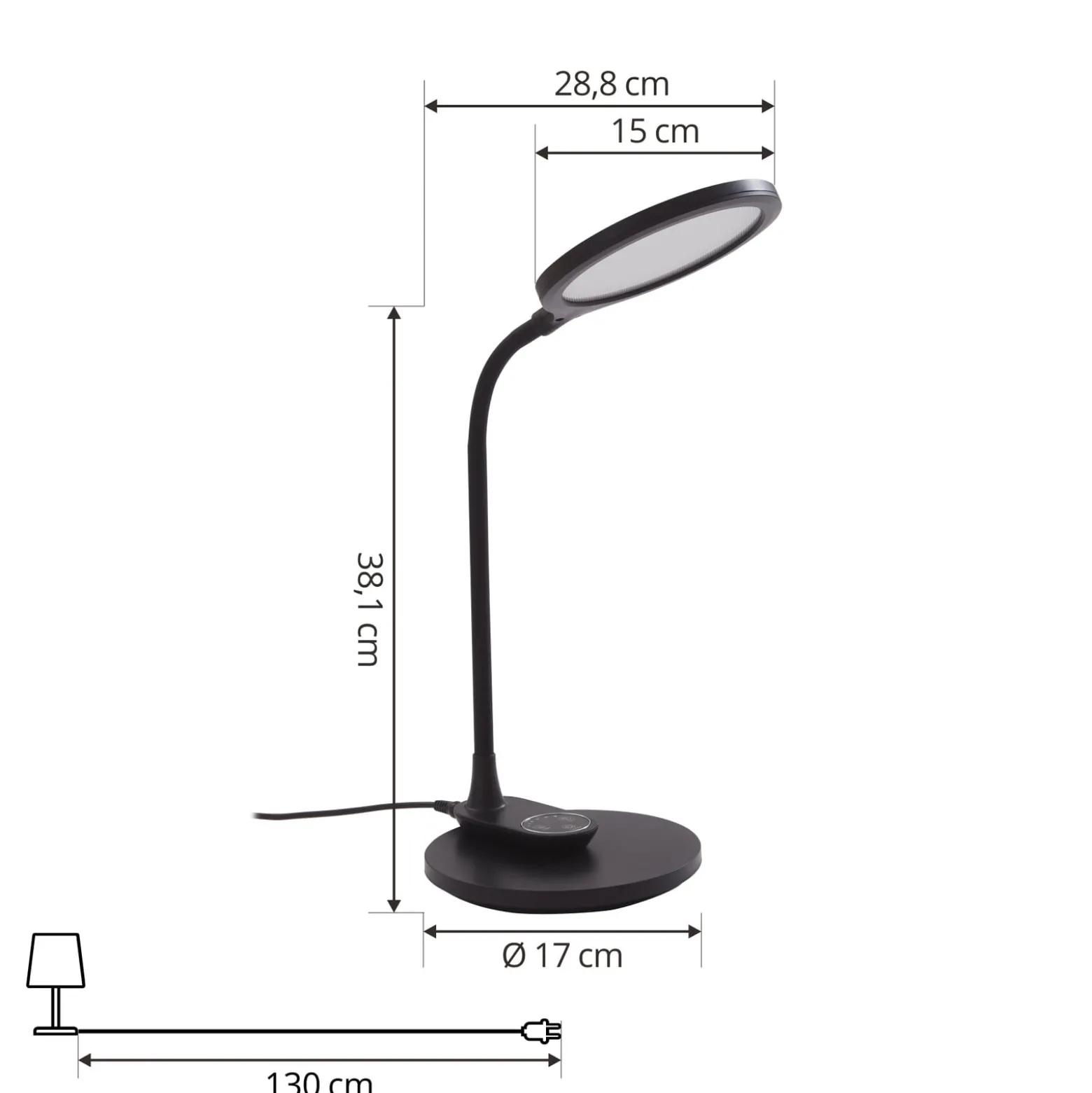 Lindby LED-pöytävalaisin Valtaria, musta, CCT, himmennettävä
