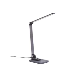 Lindby LED-pöytävalaisin Valtaris, harmaa, alumiini, CCT, himmennettävä