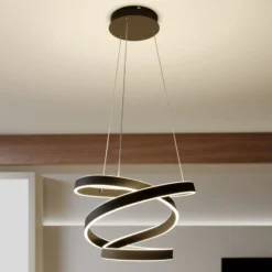 Lindby LED-riippuvalaisin Olada, musta, metalli, Ø 51cm