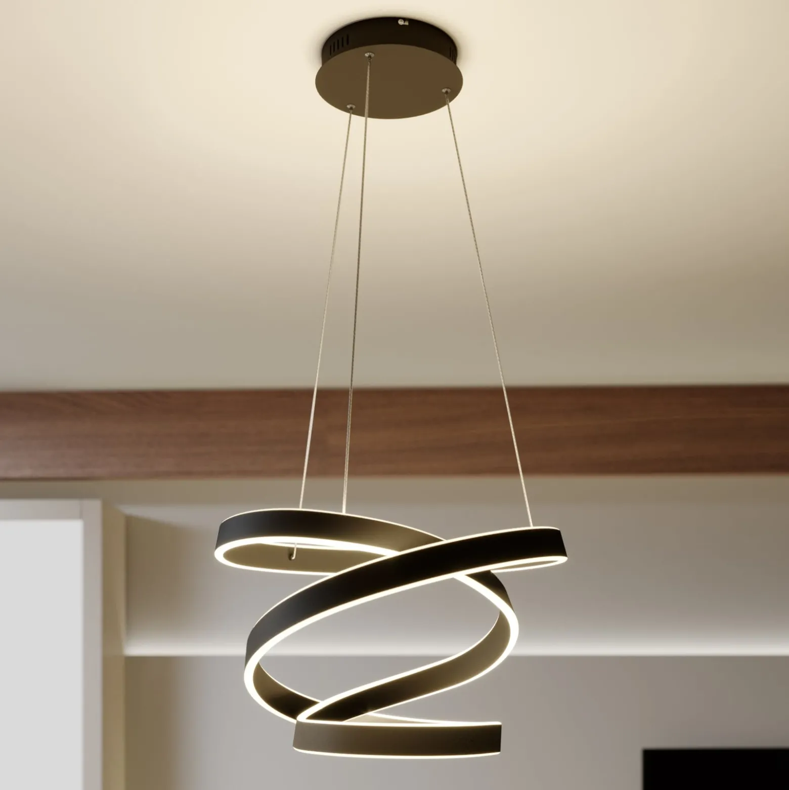 Lindby LED-riippuvalaisin Olada, musta, metalli, Ø 51cm
