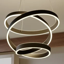 Lindby LED-riippuvalaisin Olada, musta, metalli, Ø 51cm
