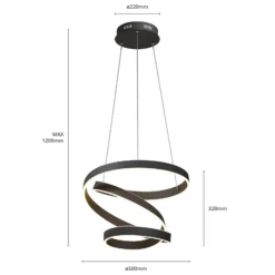 Lindby LED-riippuvalaisin Olada, musta, metalli, Ø 51cm