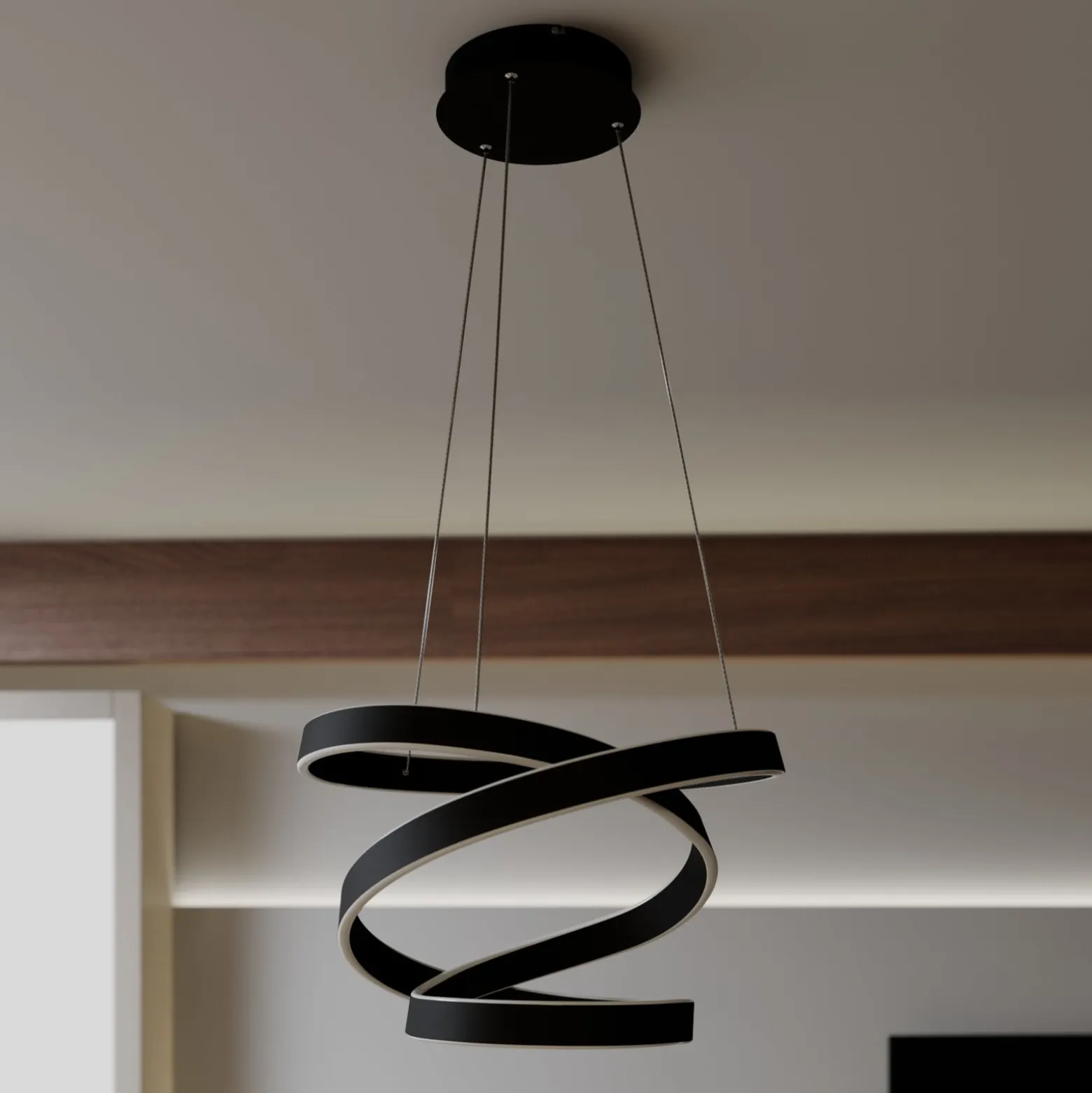 Lindby LED-riippuvalaisin Olada, musta, metalli, Ø 51cm