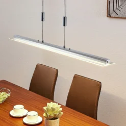 Lindby LED-riippuvalaisin Sladja, kromi, lasi, kosketushimmennin