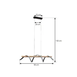 Lindby LED-riippuvalaisin Spiraali, musta, puuta, pituus 95 cm