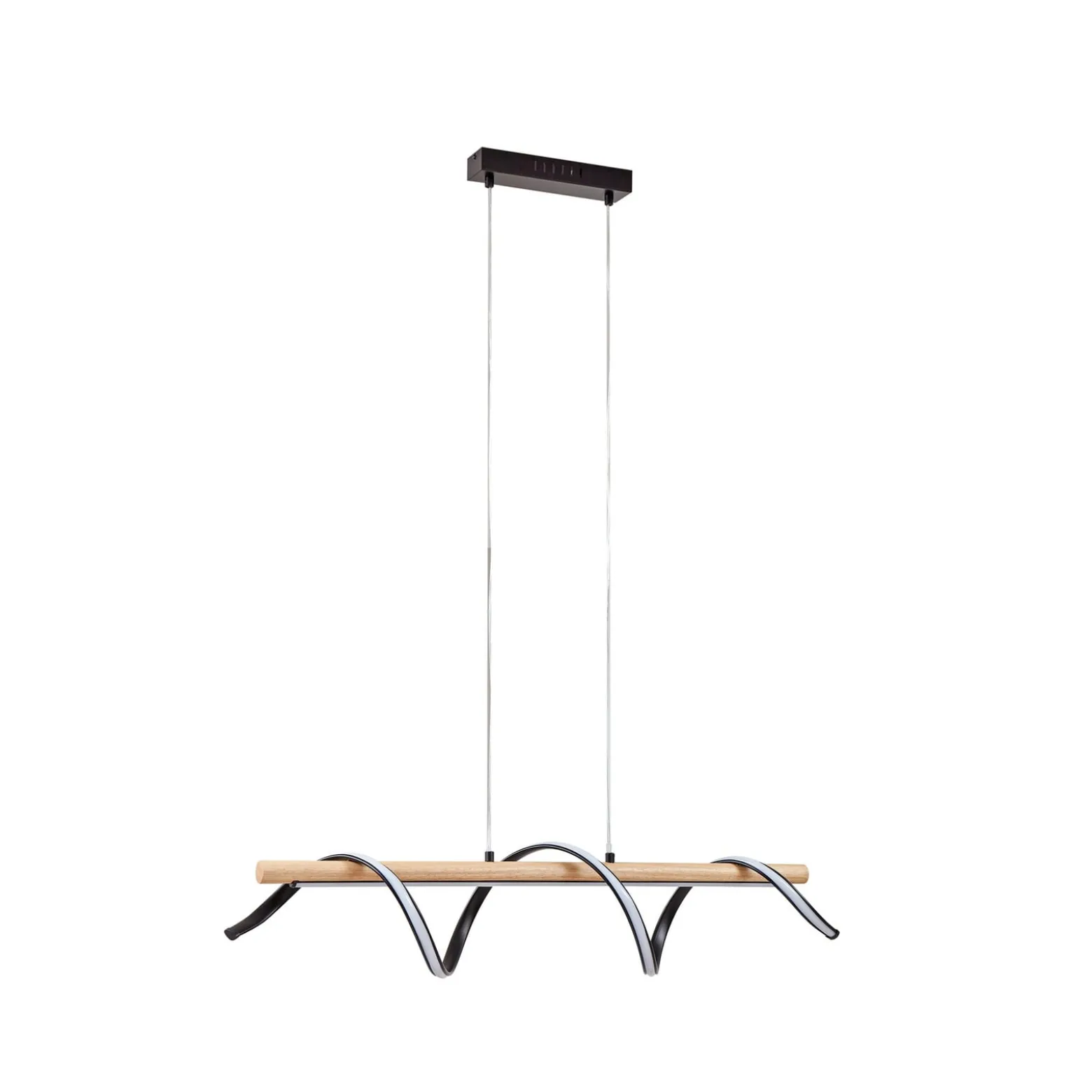 Lindby LED-riippuvalaisin Spiraali, musta, puuta, pituus 95 cm