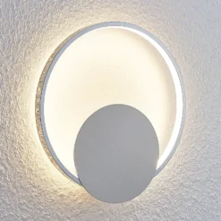 Lindby LED-seinävalaisin Anays, Ø 32 cm, kromi/kirkas, muovia