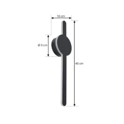Lindby LED-seinävalaisin Borian, musta, alumiini, 40 cm