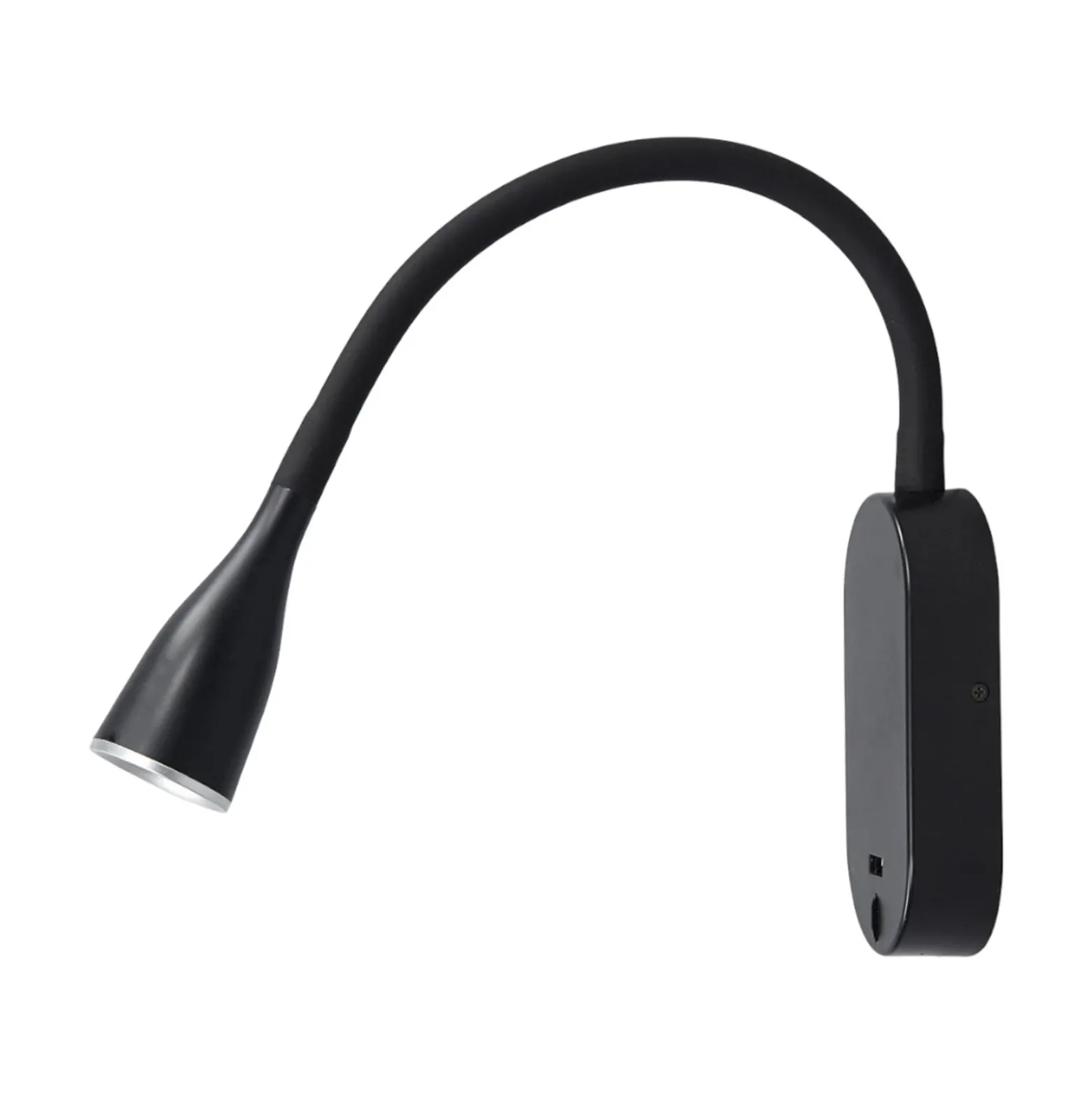 Lindby LED-seinävalaisin Enna, 34 cm, musta, kytkin, USB