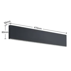 Lindby LED-seinävalaisin Ignazia, 47cm, musta, metalli, ylös/alasvalo